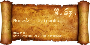 Munzár Szironka névjegykártya